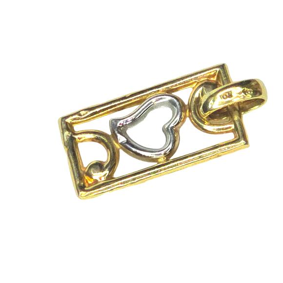 Vintage Two-Tone 10k Gold Heart Pendant - Picture 1 of 6